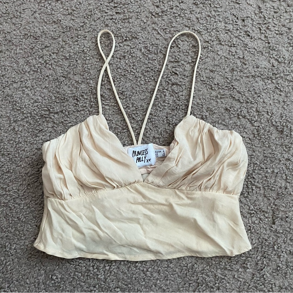 Princess Polly Cream Crop Top Size 0